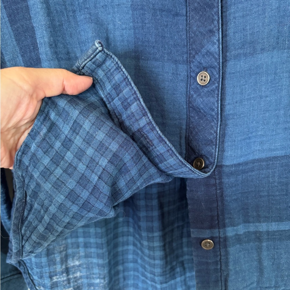 Cloth & Stone Blue Plaid Blouse - Picture 6 of 7